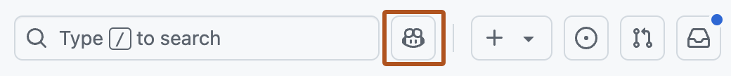 Screenshot of the 'Copilot' button, highlighted with a dark orange outline.